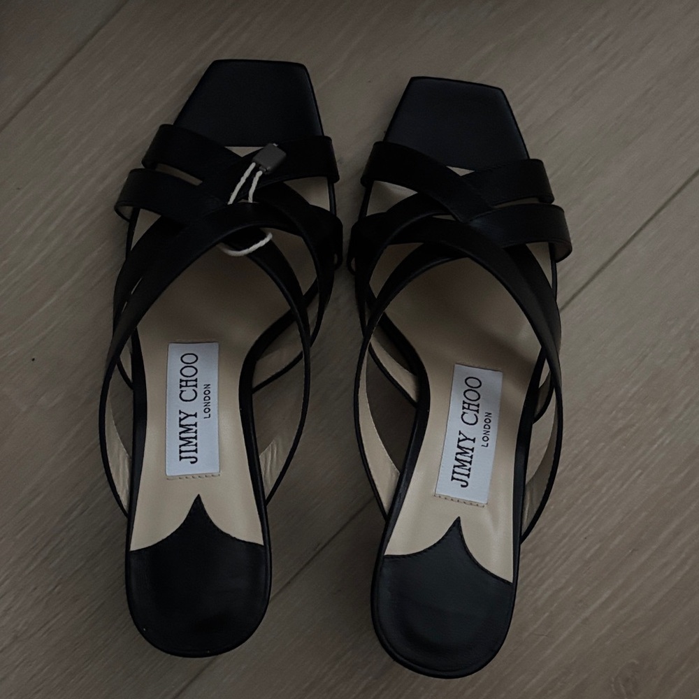 Jimmy Choo Donte 65 Mule Strappy Square-Toe Heeled Sandals size 34 women’s US 4